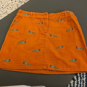 Orange color with peacock design corduroy skirt, full functioning pockets